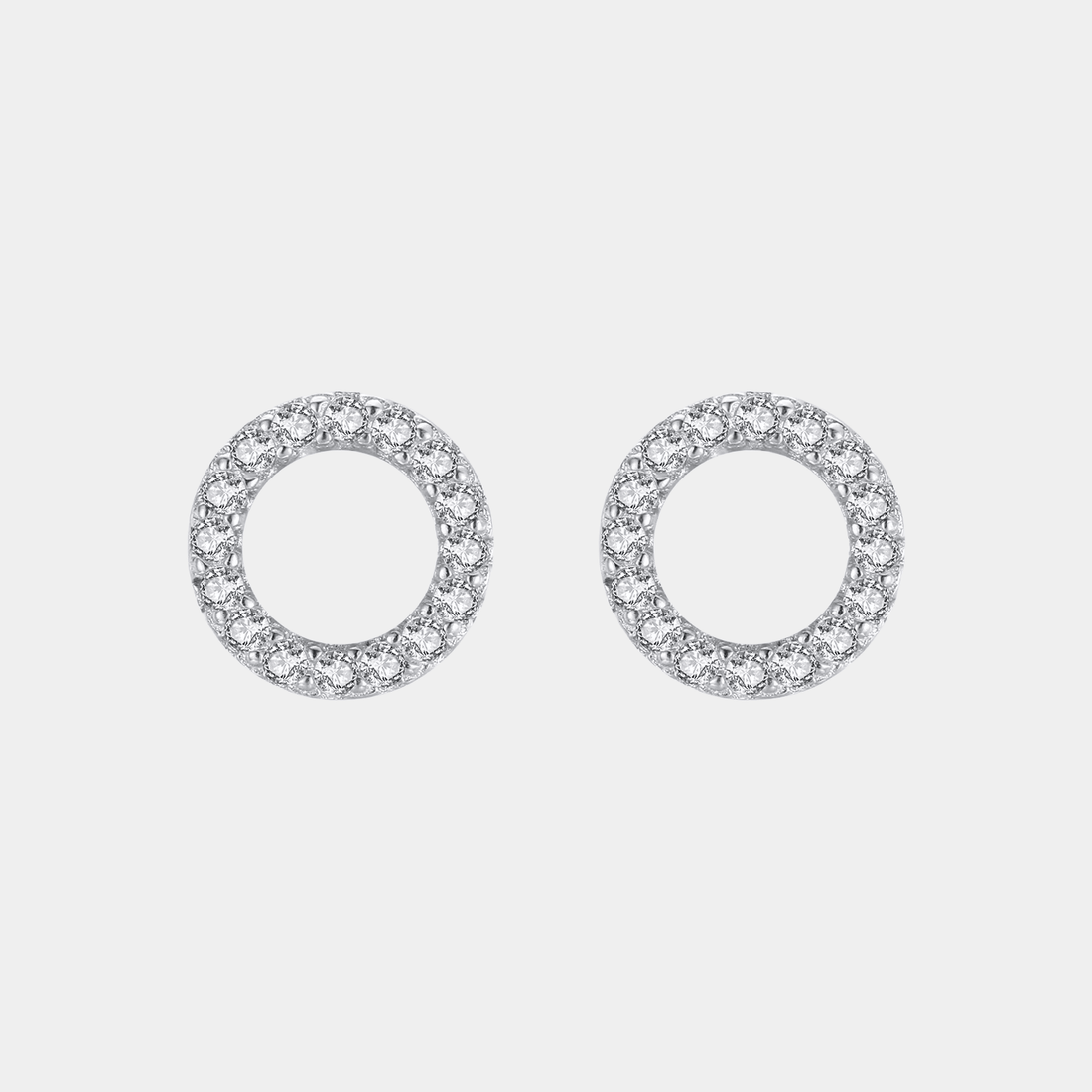 Circle Earrings Design Round Diamond Halo Open Studs S925 Silver Plated