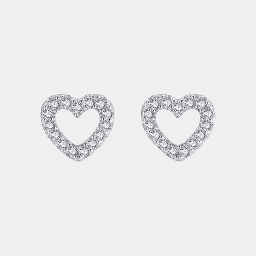 Heart Earrings With Zircon Crystal S925 Silver Plated