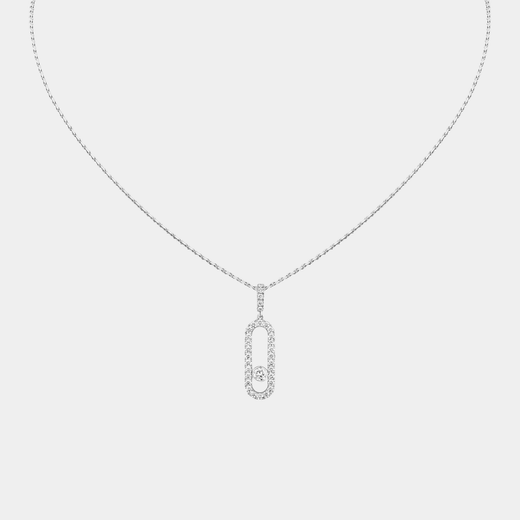 Kinetic Pave Necklace With Moving Diamond Sterling Silver
